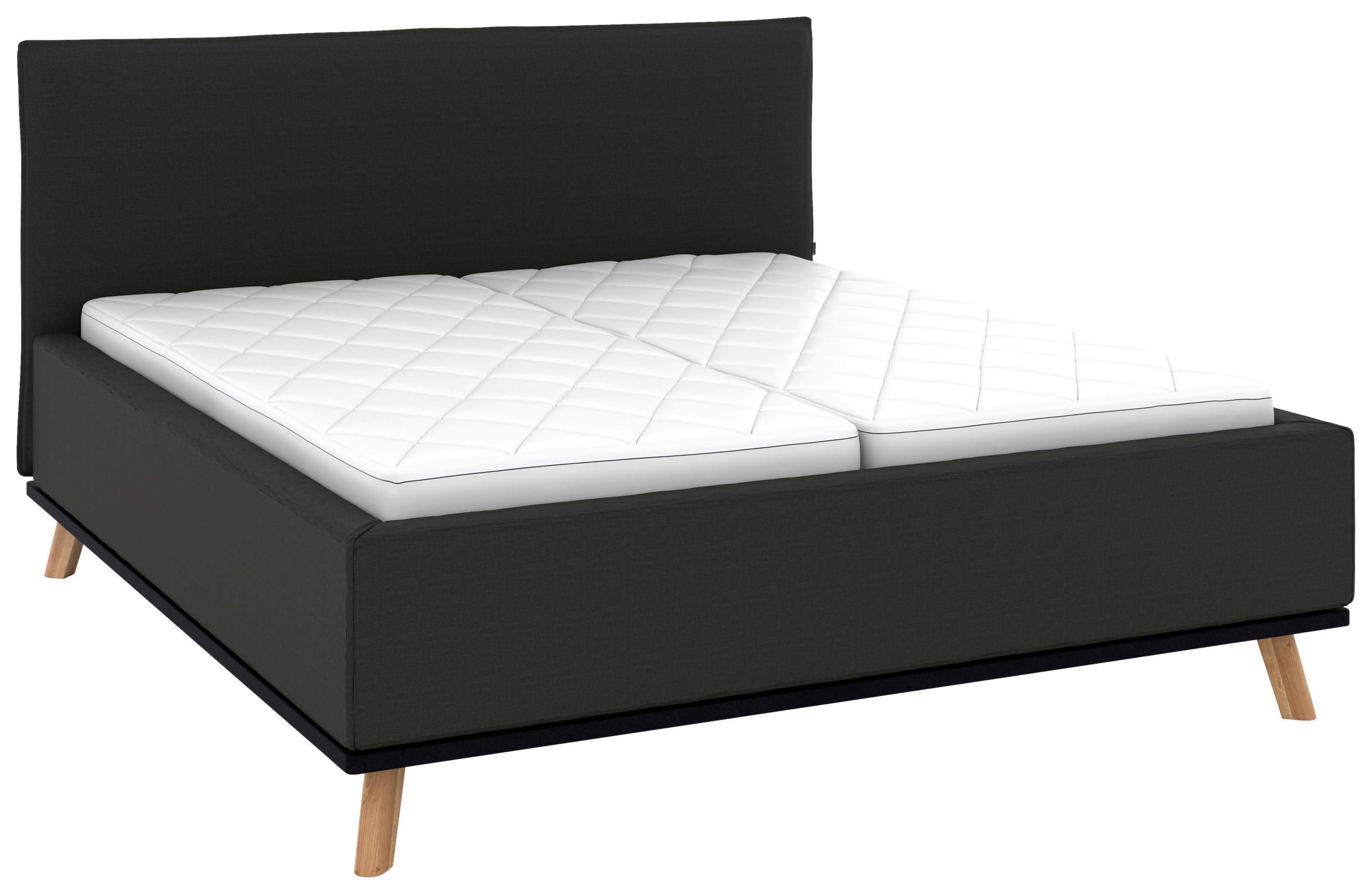 POLSTERBETT 180/200 cm,  in Anthrazit, Matratze, Lattenrost, Bettkasten, H3 + H3 = fest  - Eichefarben/Anthrazit, Design, Holz/Textil (180/200cm) - Musterring