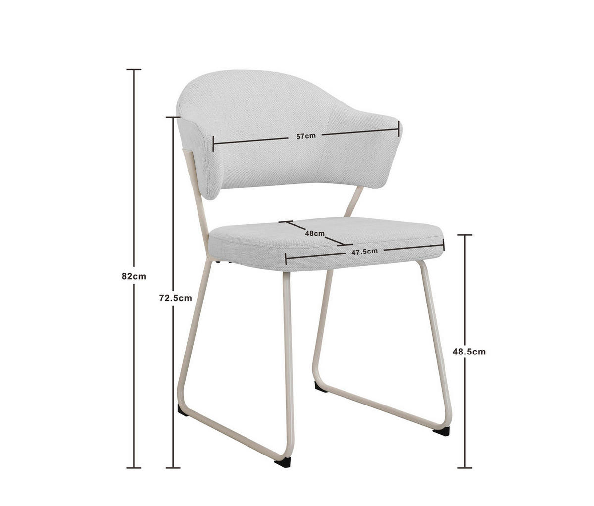 STUHL - Creme, Design, Textil/Metall (57/82/62cm) - Novel