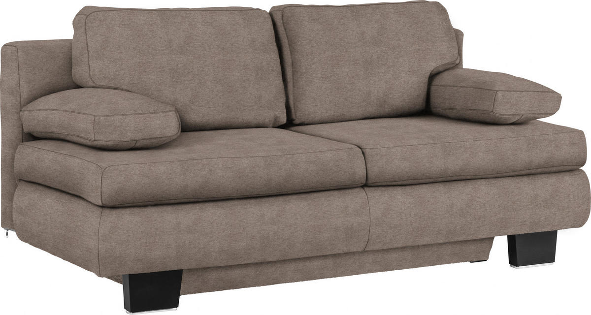 SCHLAFSOFA  mit Fußauswahl, Stoffauswahl, Schlafen auf Sitzhöhe, Rücken echt Flachgewebe Taupe  - Taupe/Wengefarben, KONVENTIONELL, Holz/Textil (203/94/100cm) - Novel