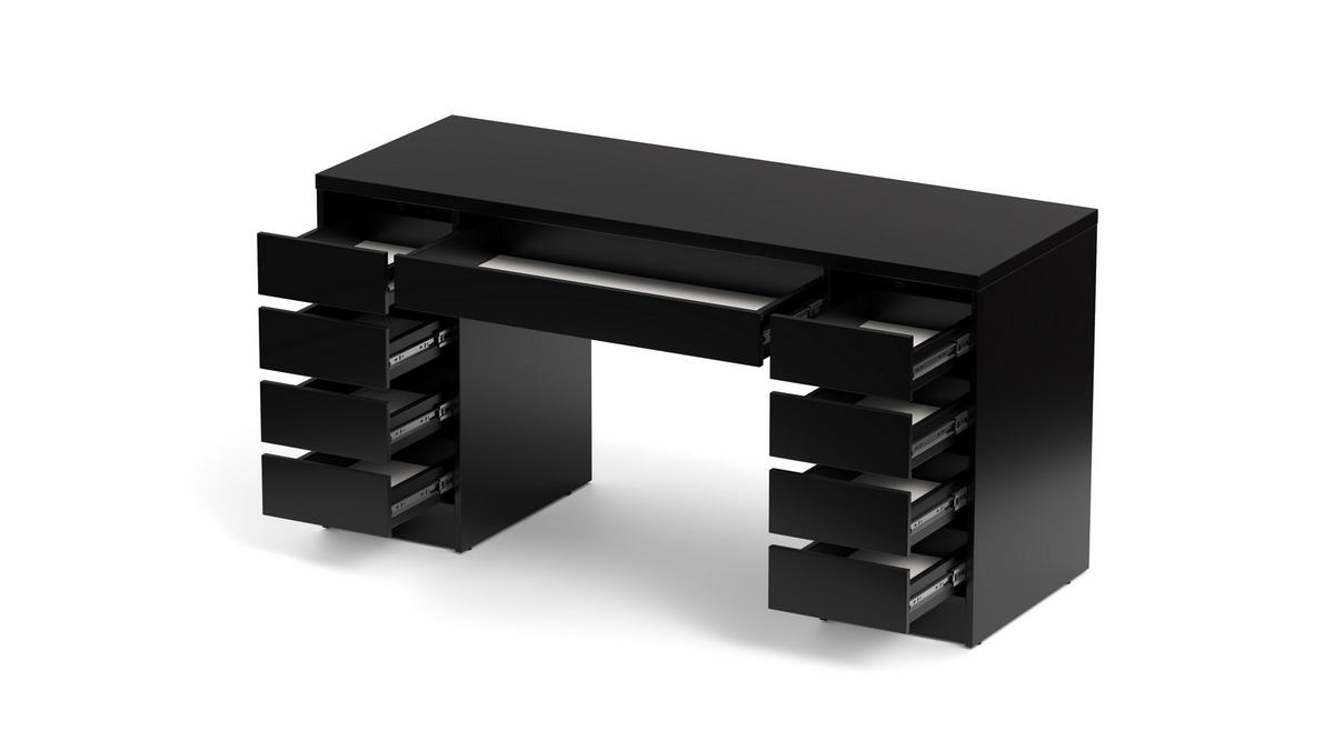 SCHREIBTISCH 152,6/55/77,6 cm Schwarz   - Schwarz, MODERN, Holzwerkstoff (152,6/55/77,6cm) - Livetastic