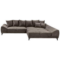 HÖRNSOFFA i vävt tyg mörkbrun  - svart/mörkbrun, Klassisk, textil/plast (310/185cm) - MID.YOU