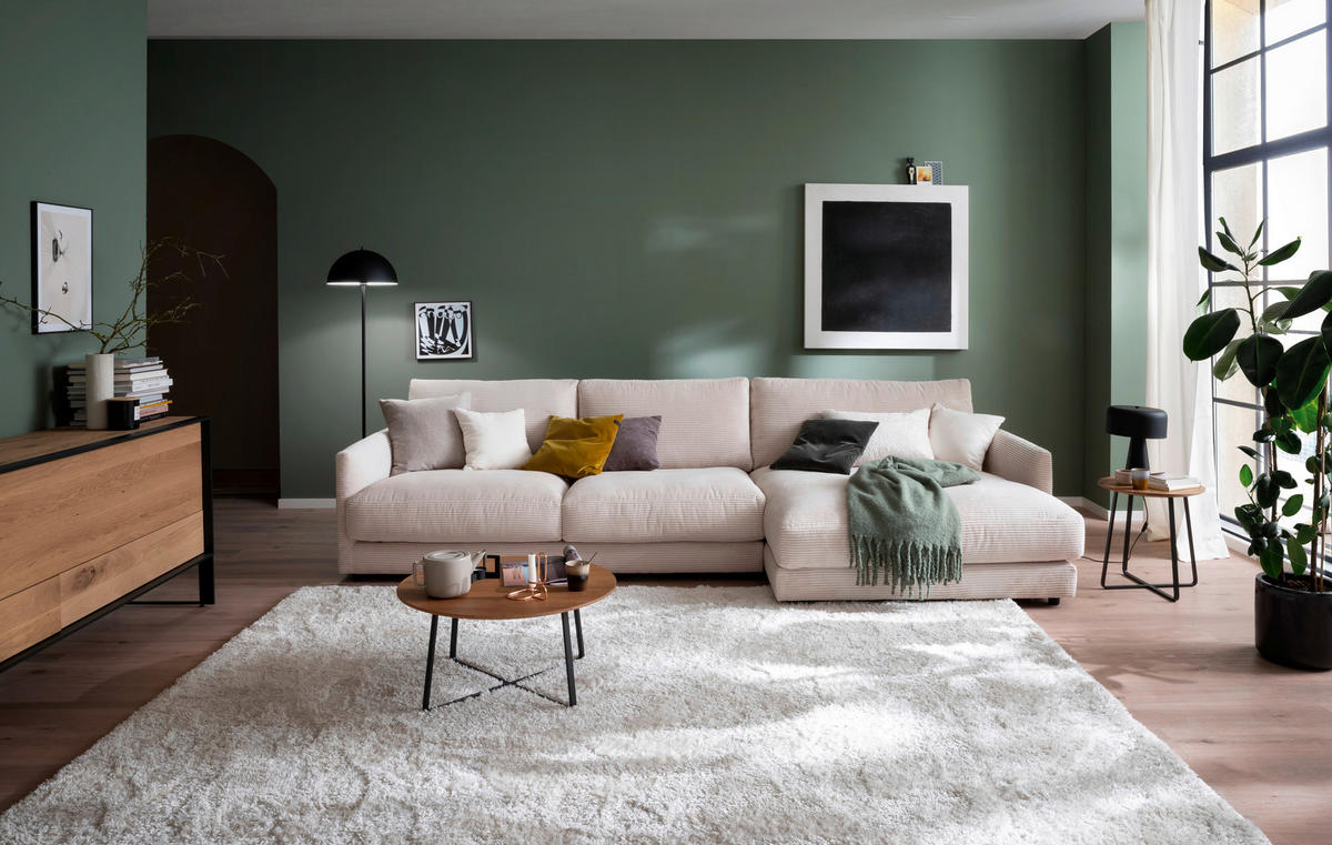 ECKSOFA Cord Beige  - Beige/Schwarz, Design, Kunststoff/Textil (322/170cm) - Schöner Wohnen