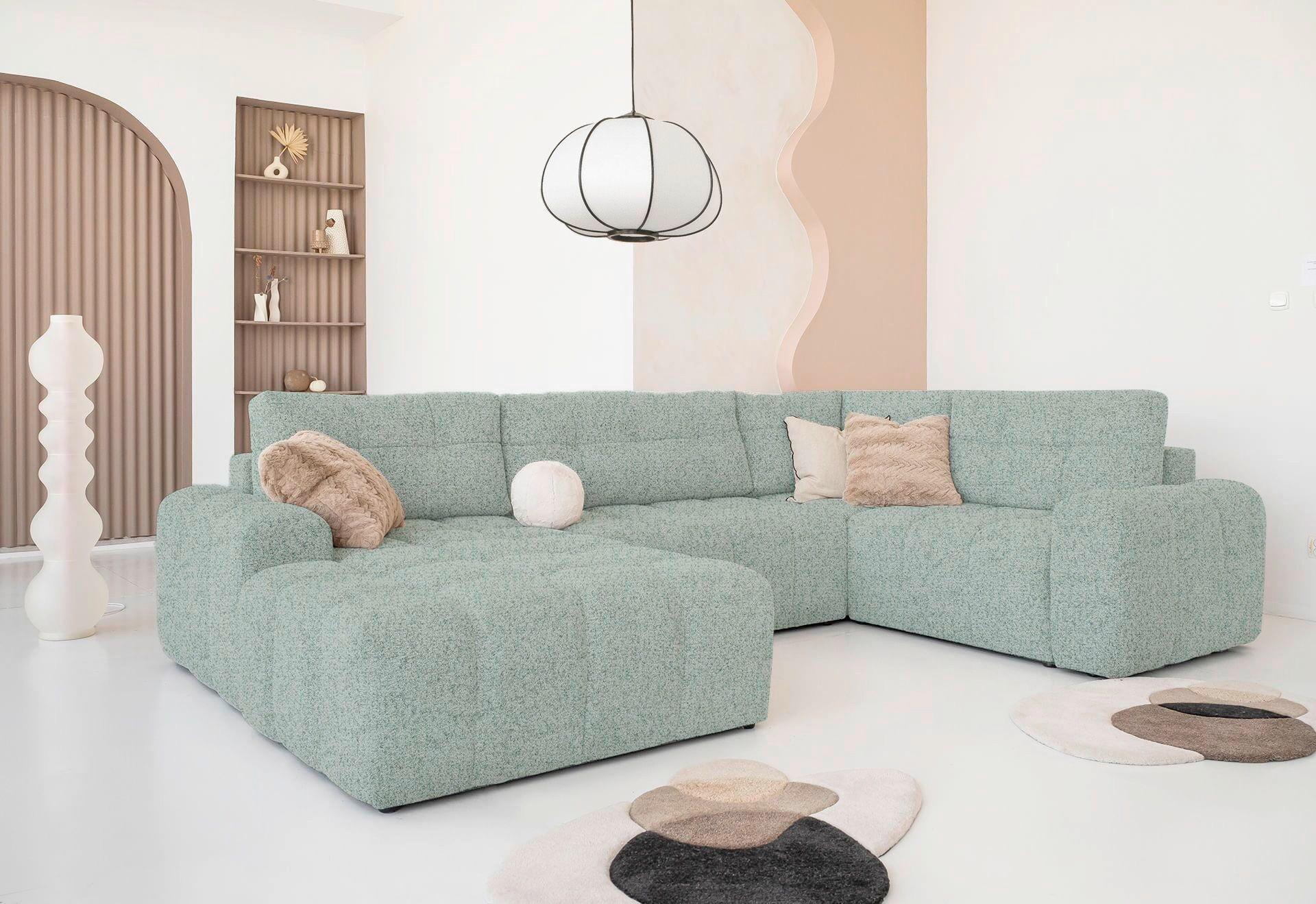 WOHNLANDSCHAFT in Türkis  - Türkis/Schwarz, Design, Kunststoff/Textil (184/333/213cm) - MID.YOU