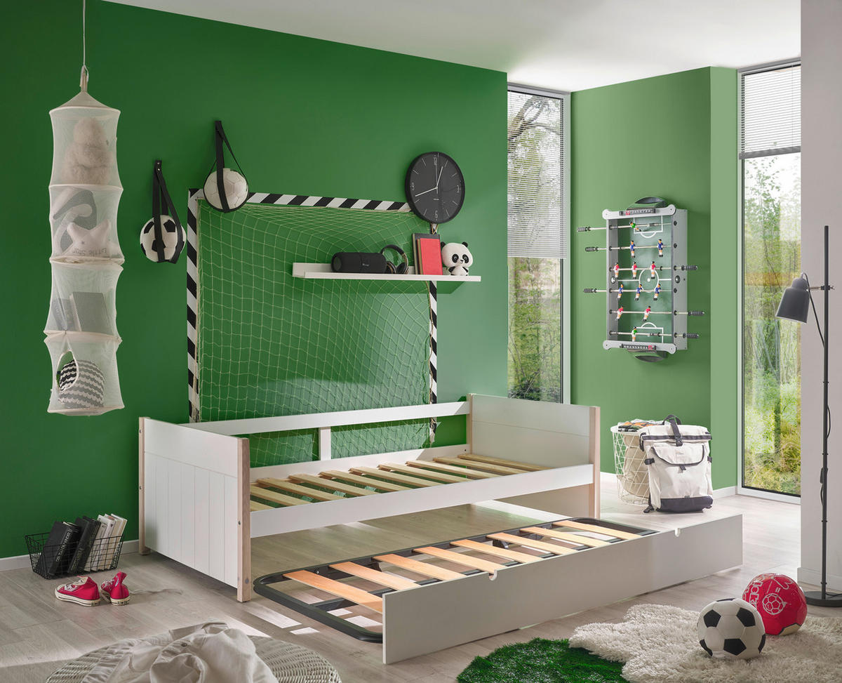 AUSZIEHBETT 90-180/200 cm  in Weiß, Kieferfarben  - Naturfarben/Weiß, KONVENTIONELL, Holz/Holzwerkstoff (90-180/200cm) - Xora