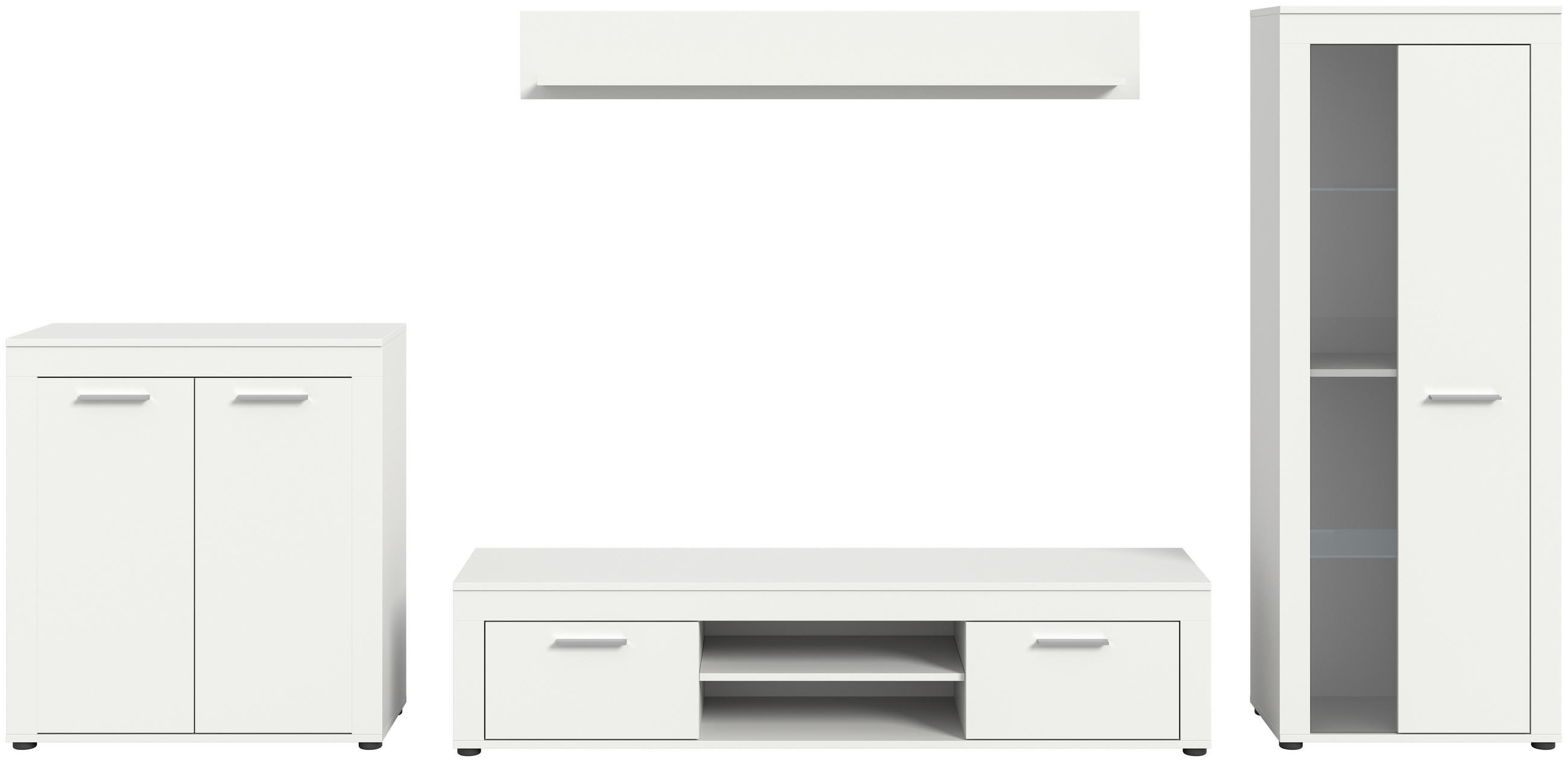 DNEVNI REGAL,  bela  - srebrne barve/črna, Design, umetna masa/steklo (330/159/35cm) - MID.YOU