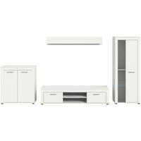 WOHNWAND 4-teilig  in Weiß  330/159/35 cm  - Silberfarben/Schwarz, Design, Glas/Holzwerkstoff (330/159/35cm) - MID.YOU