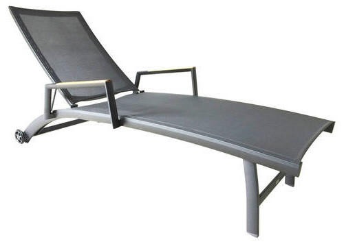 GARTENLIEGE 75/52,5/200 cm Teakholz  - Dunkelgrau/Grau, Design, Holz/Textil (75/52,5/200cm) - Zebra 