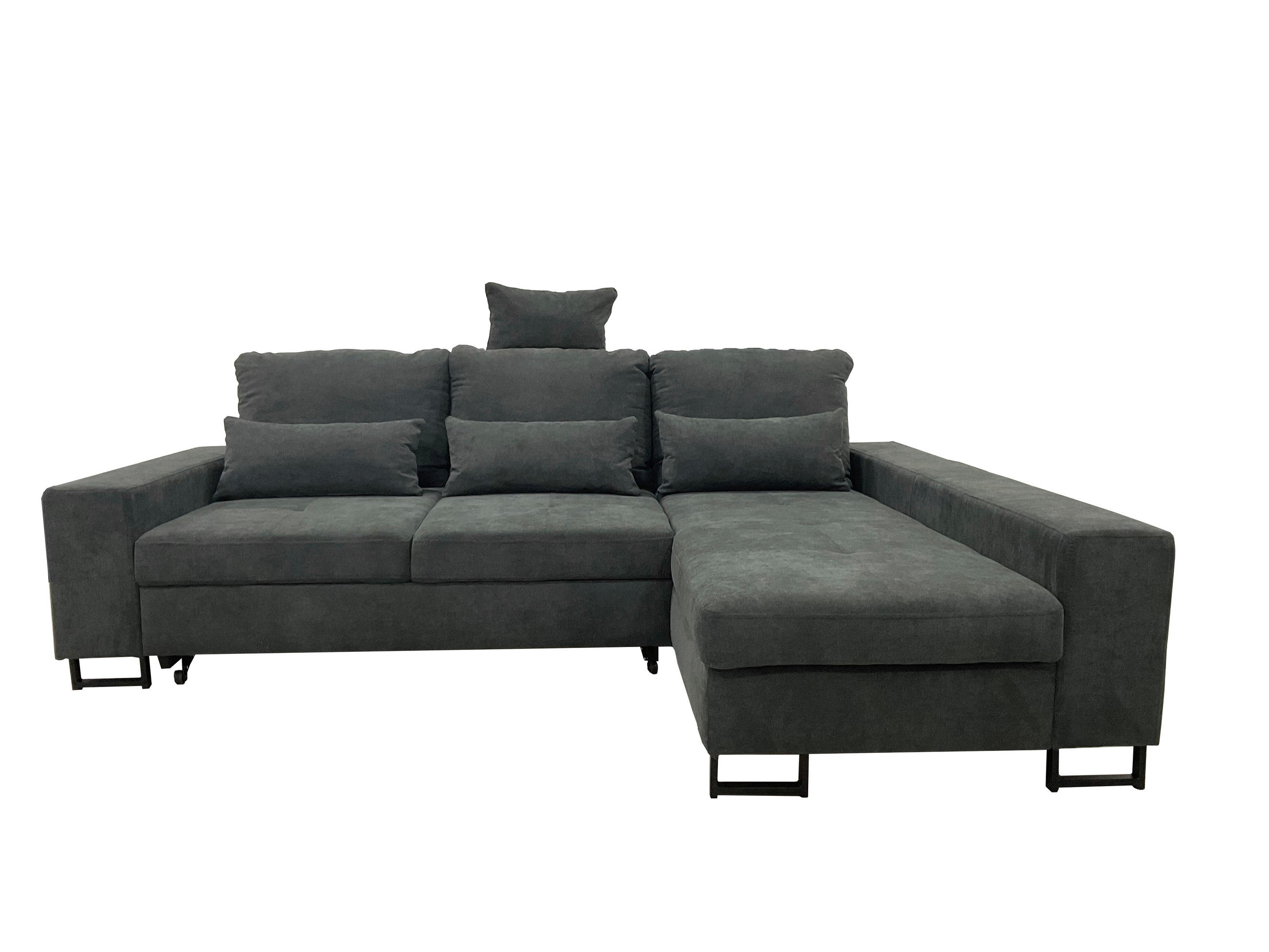 SJEDEĆA GARNITURA tekstil  tamno siva   - tamno siva/crna, Moderno, tekstil/metal (260/192cm)