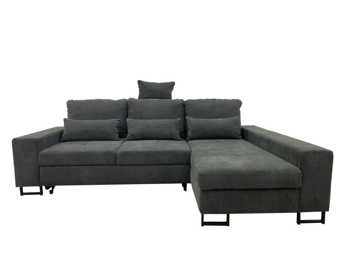 SJEDEĆA GARNITURA tekstil  tamno siva   - tamno siva/crna, Moderno, tekstil/metal (260/192cm)