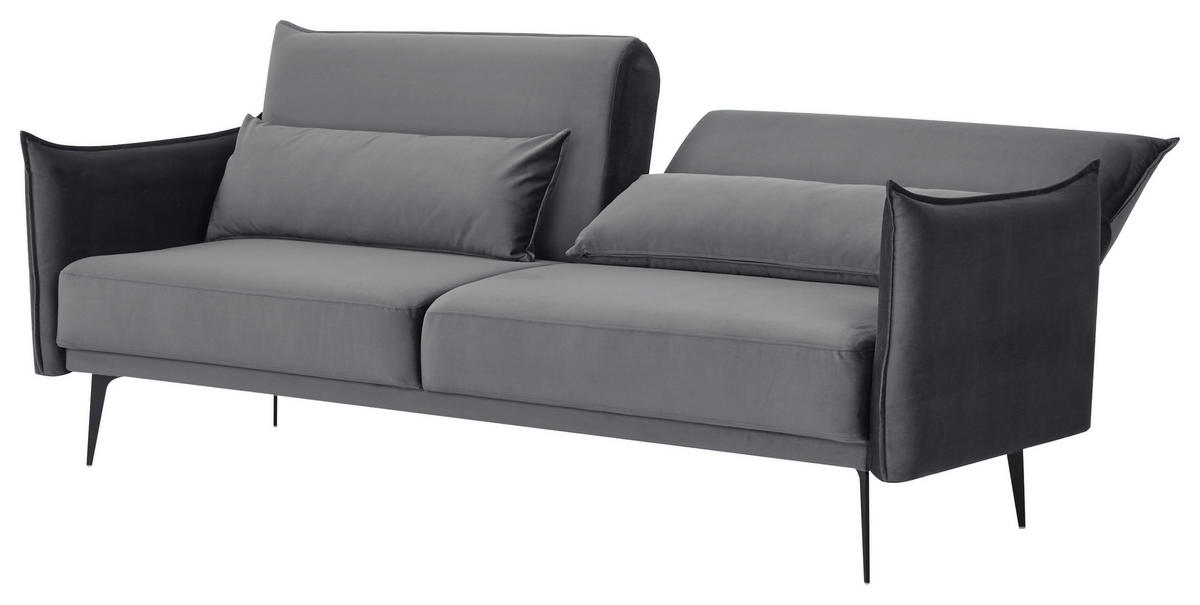 SCHLAFSOFA in Samt Dunkelgrau  - Dunkelgrau, Design, Textil/Metall (207/88/86cm) - Stylife