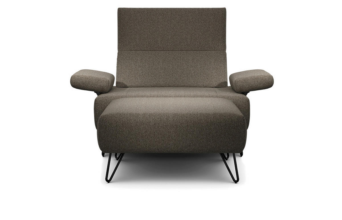 SESSELSET Chenille Armteilverstellung, Hocker    - Schwarz/Braun, Design, Textil/Metall (114-142/85/86-94cm) - SENSOO