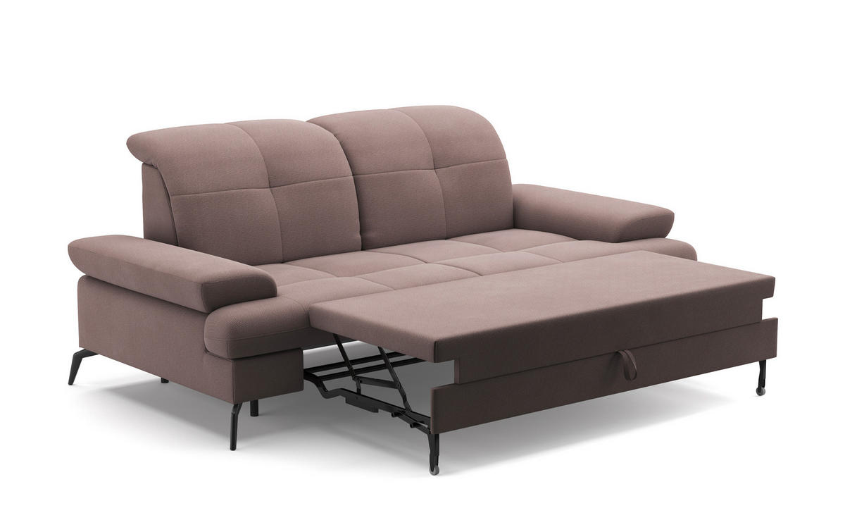 CANAPÉ 2.5 PLACES in Flachgewebe Taupe  - Taupe/Schwarz, Konventionell, Textil/Metall (202/90/122cm) - Sit & More