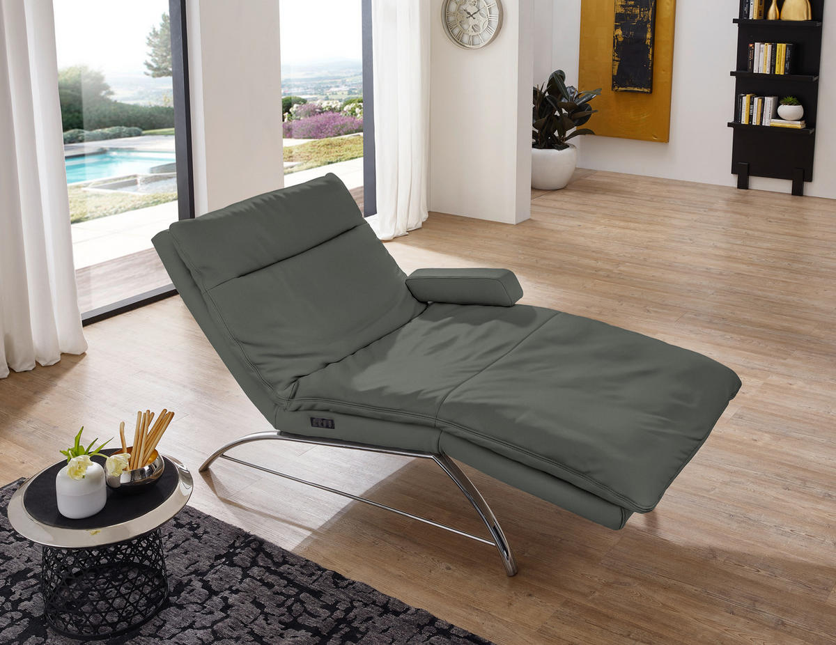 RELAXLIEGE in Echtleder Anthrazit  - Anthrazit/Alufarben, Basics, Leder (95/91/170cm) - Chilliano