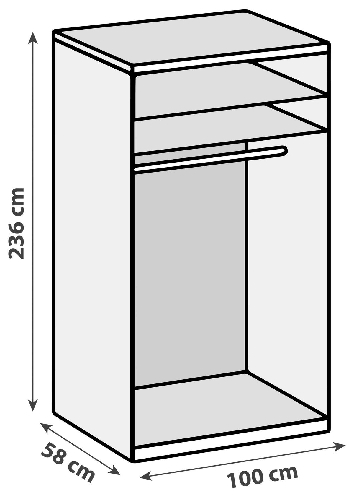 DREHTÜRENSCHRANK in Grau, Weiss  - Chromfarben/Weiss, Modern, Glas/Holzwerkstoff (100/236/58cm) - MID.YOU