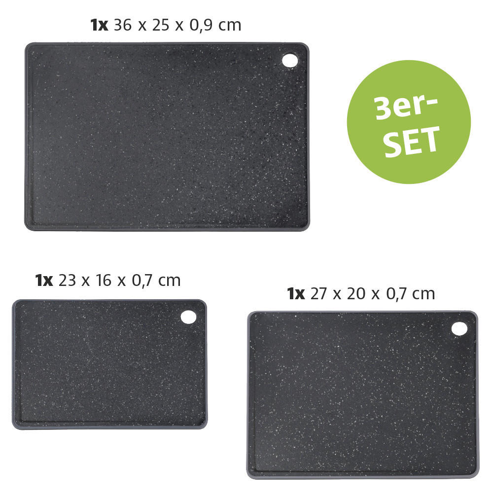 SCHNEIDEBRETT-SET 3-teilig     - Schwarz, Basics, Kunststoff - Kesper