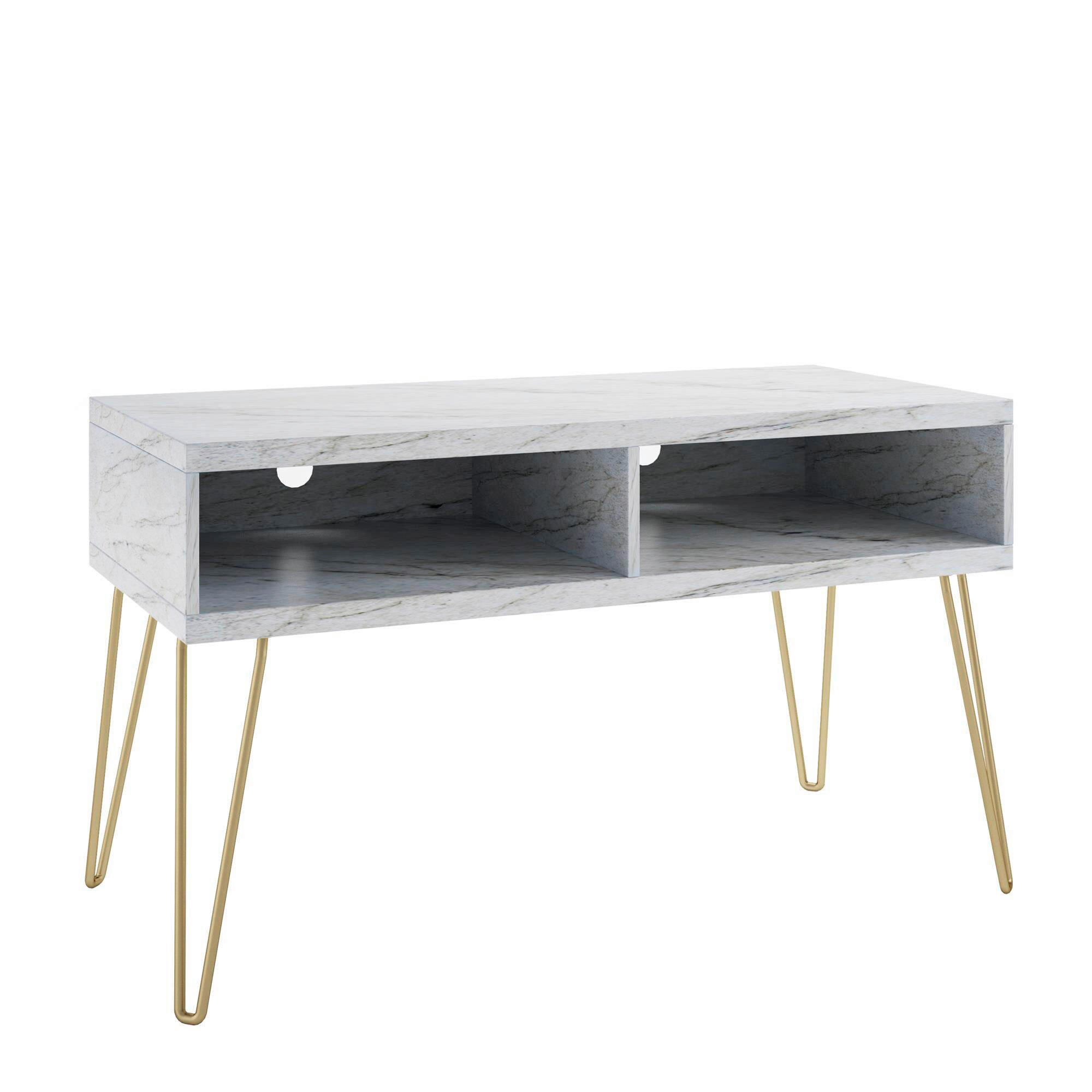 LOWBOARD - Goldfarben/Weiß, Design, Holzwerkstoff/Metall (105/62/49cm) - MID.YOU