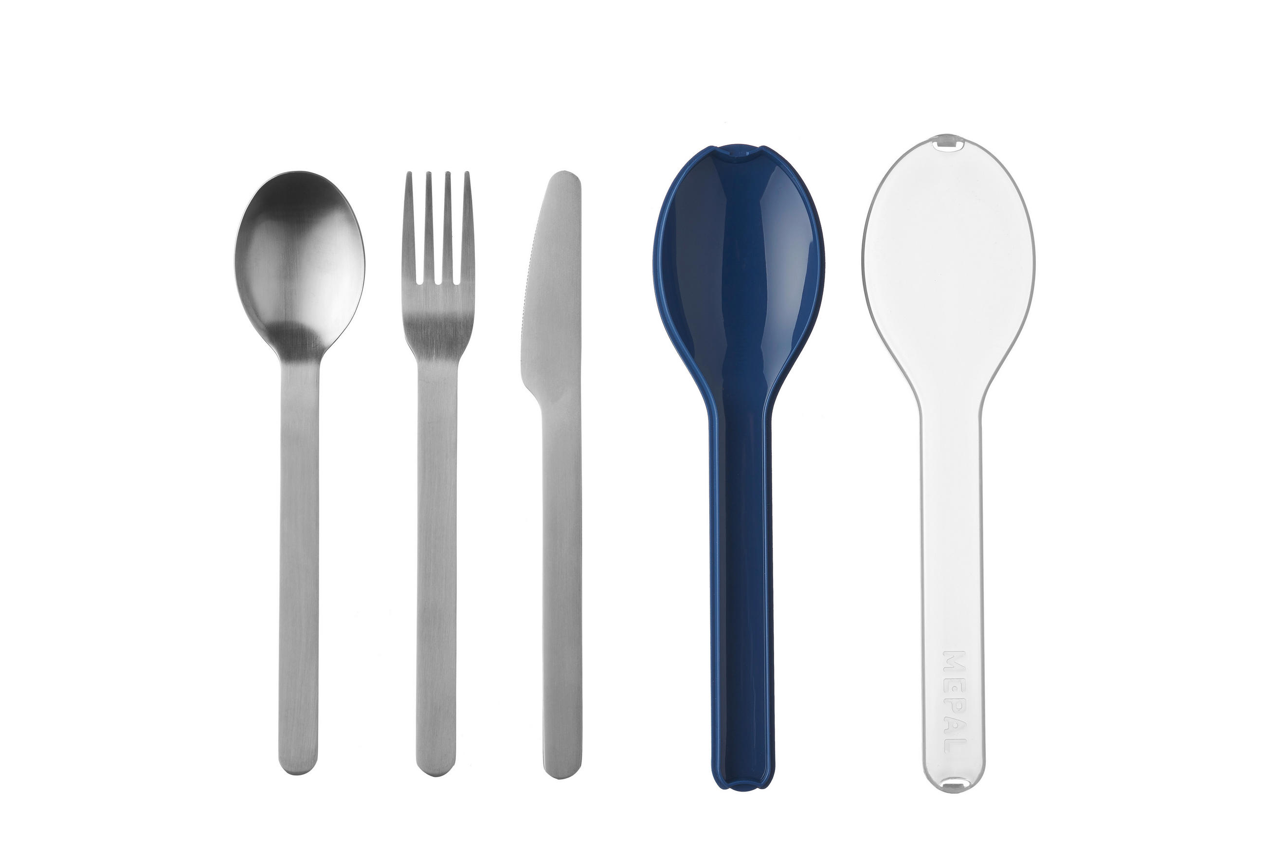 BESTECKSET 3-teilig  ELLIPSE  - Edelstahlfarben/Dunkelblau, Basics, Kunststoff/Metall (19,5/5,1/2,3cm) - Mepal