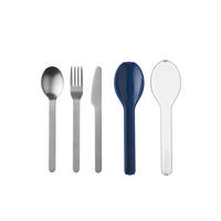 BESTECKSET 3-teilig  ELLIPSE  - Edelstahlfarben/Dunkelblau, Basics, Kunststoff/Metall (19,5/5,1/2,3cm) - Mepal