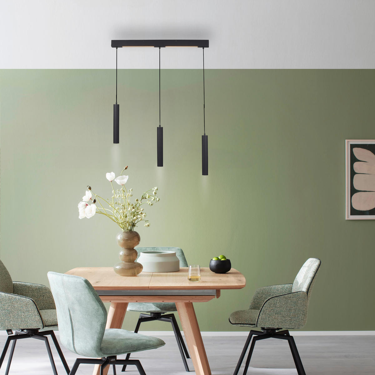 LED-PENDELLEUCHTE SW DANTE 60/5,2/120 cm   - Schwarz, Design, Kunststoff/Metall (60/5,2/120cm) - Schöner Wohnen