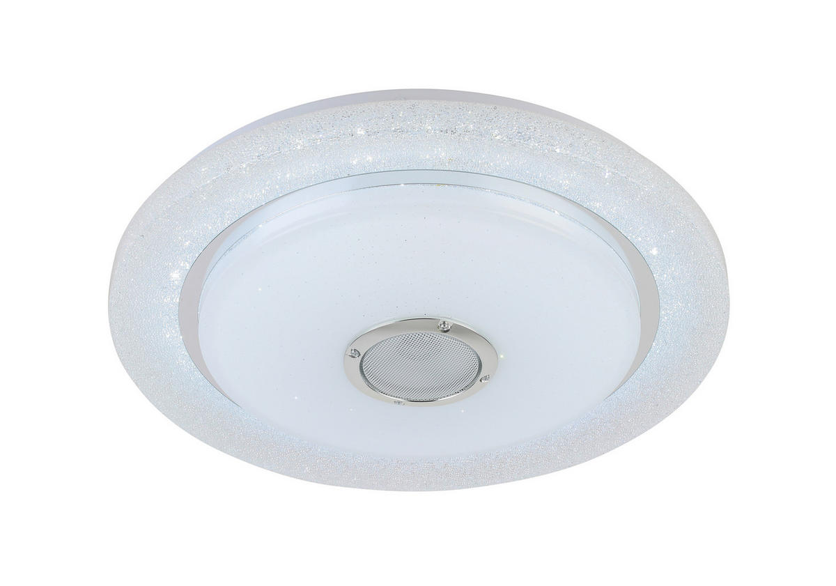LED MENNYEZETI LÁMPA - krómszínű/fehér, Trend, műanyag/fém (38/8cm) - Novel
