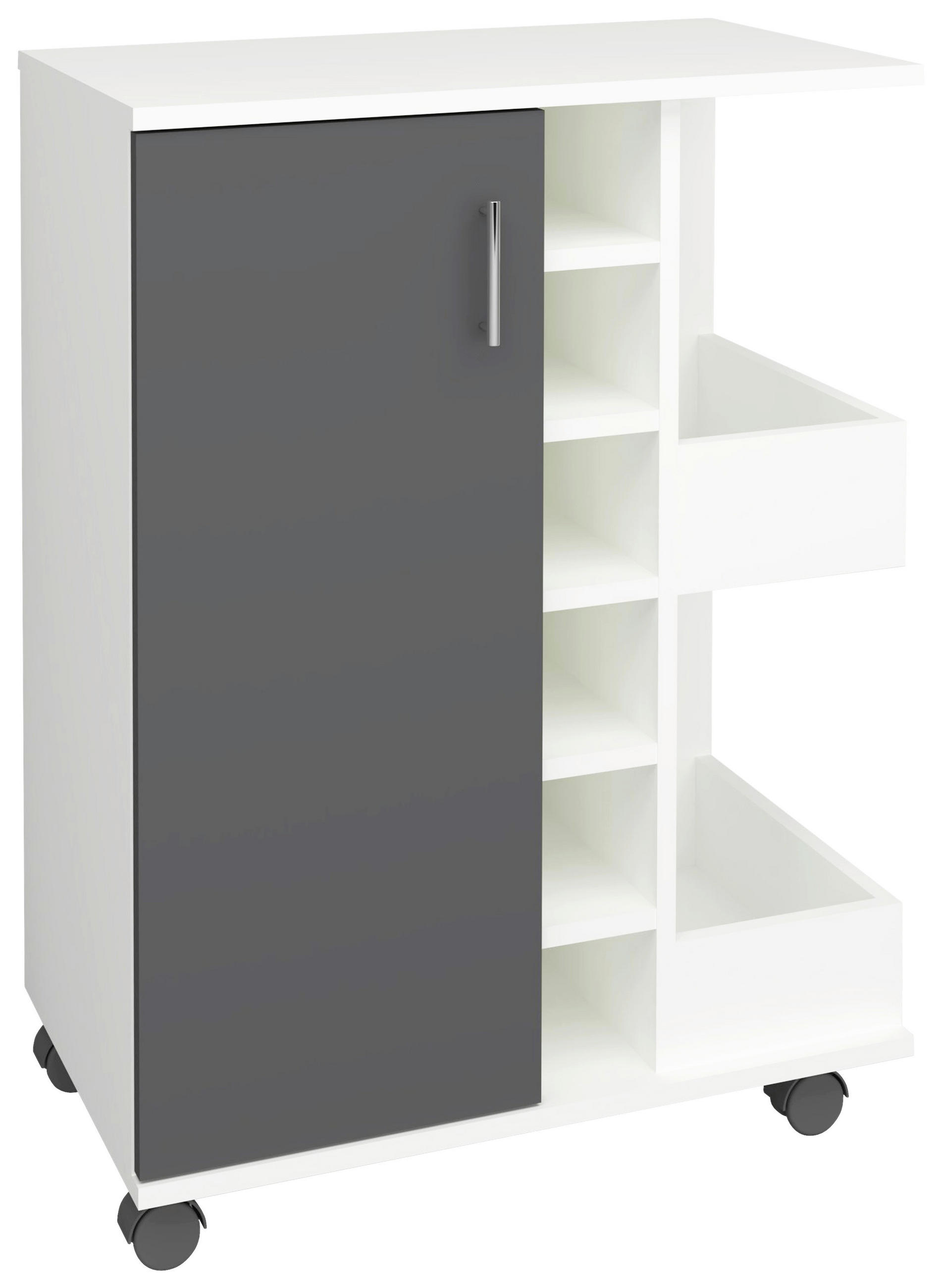 SERVIERWAGEN in Anthrazit, Weiss  - Weiss/Anthrazit, Design, Holzwerkstoff/Kunststoff (63/85/40cm) - MID.YOU