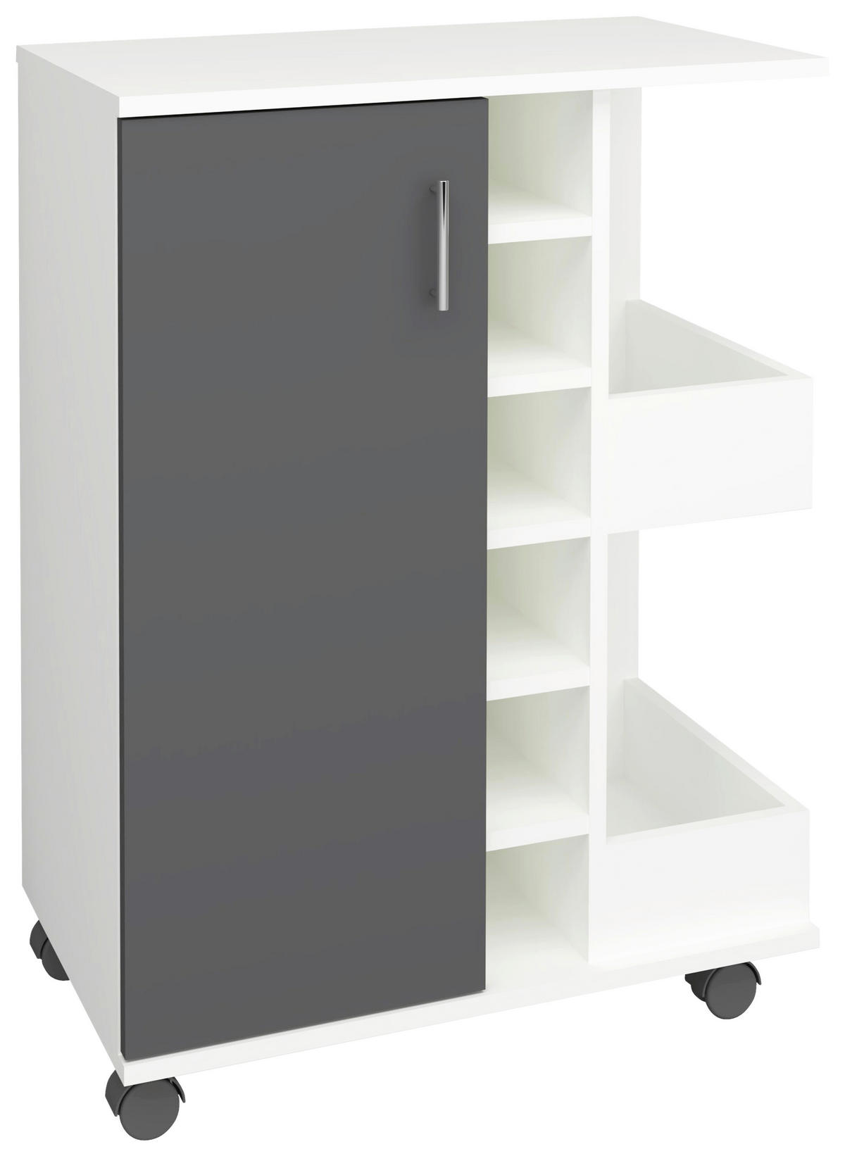 SERVIERWAGEN in Anthrazit, Weiss  - Weiss/Anthrazit, Design, Holzwerkstoff/Kunststoff (63/85/40cm) - MID.YOU