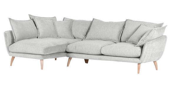 ECKSOFA in Mikrofaser Hellgrau  - Buchefarben/Hellgrau, Trend, Holz/Textil (170/267cm) - Ambia Home