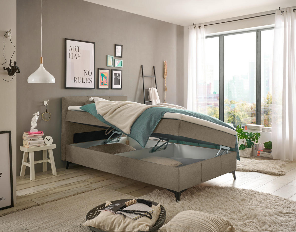 BOXBETT 120/200 cm  in Braun  - Braun, Basics, Holzwerkstoff/Textil (120/200cm) - Xora