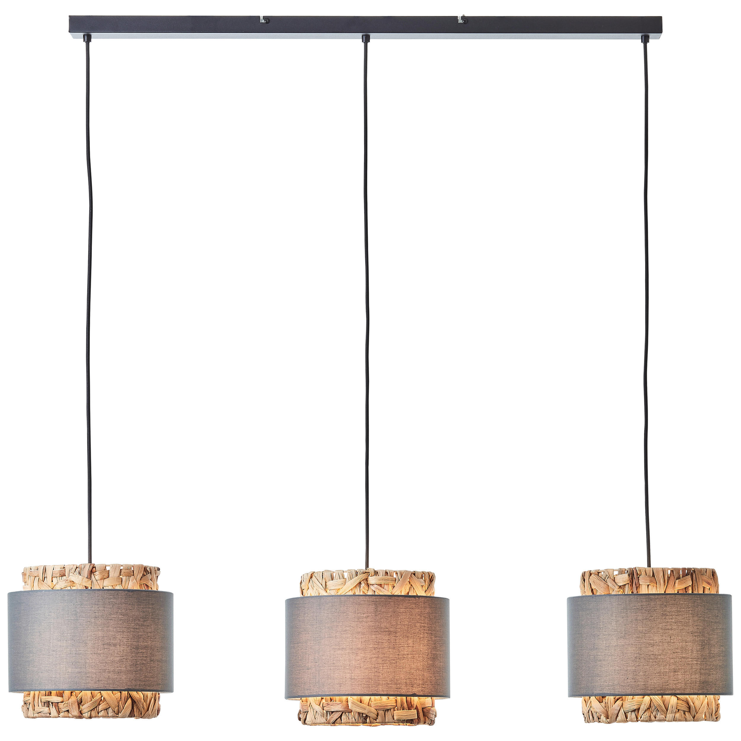 PENDELLEUCHTE    - Beige/Grau, Natur, Holz/Textil (120/110/25cm) - Brilliant