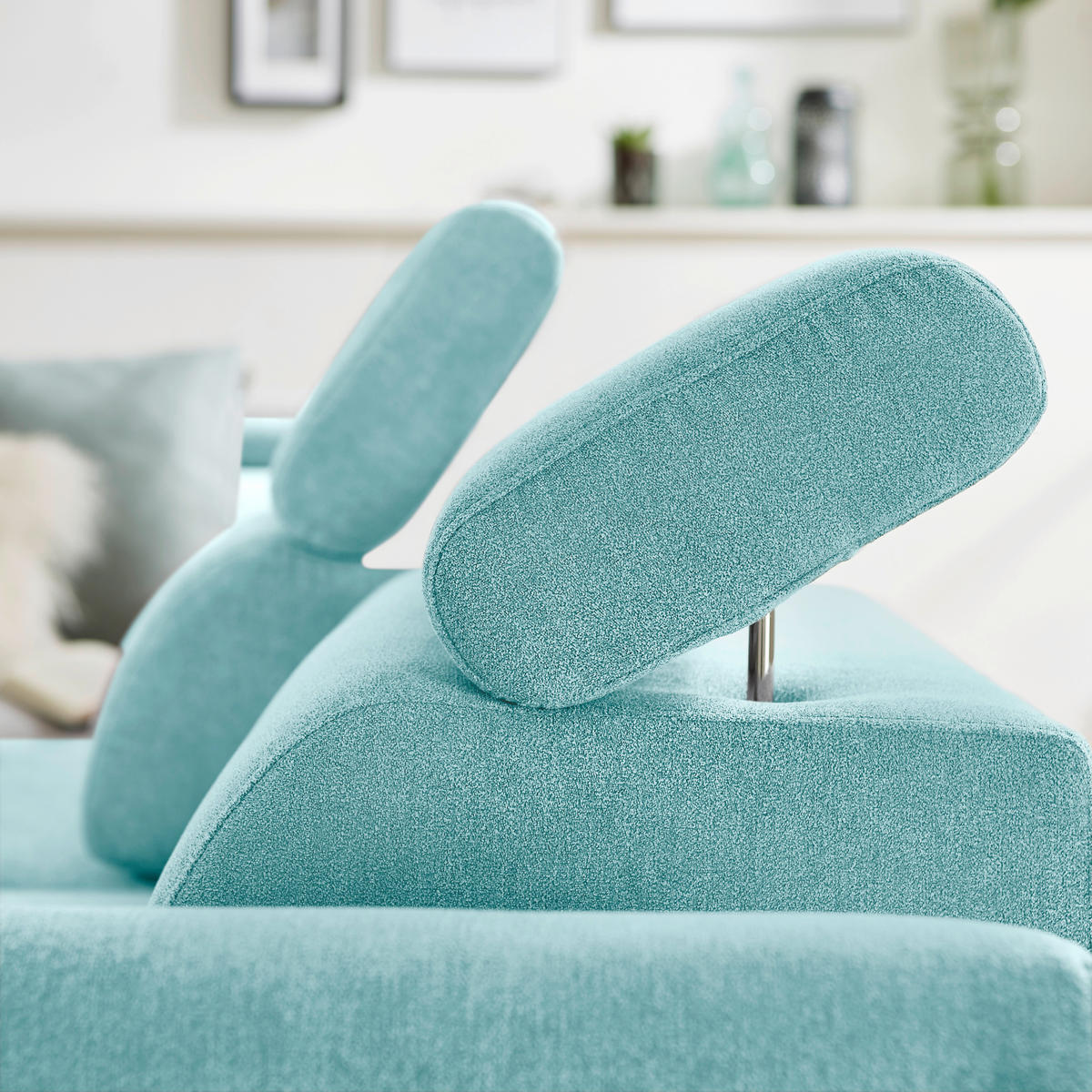 ECKSOFA inkl. Funktion Türkis Webstoff  - Türkis/Schwarz, Design, Textil/Metall (237/277cm) - Stylife