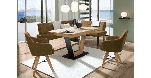 ARMLEHNSTUHL in Holz, Metall, Textil Eichefarben, Cognac  - Cognac/Eichefarben, KONVENTIONELL, Holz/Textil (64/86/60cm) - Voleo