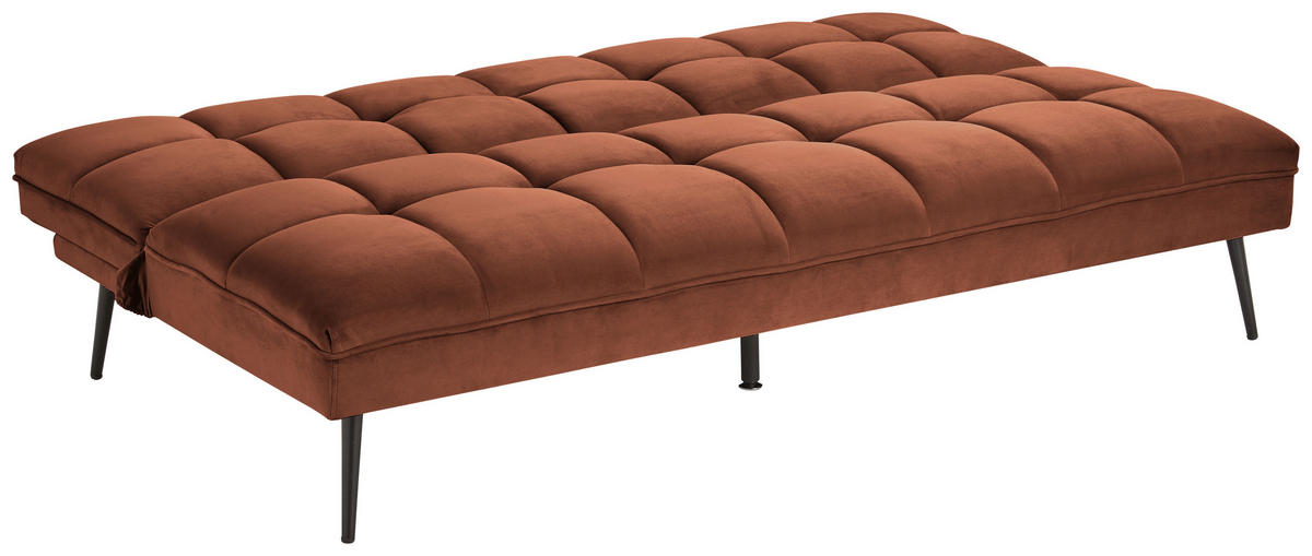 SCHLAFSOFA in Samt Rostfarben  - Rostfarben/Schwarz, MODERN, Textil/Metall (178/84/98cm) - MID.YOU