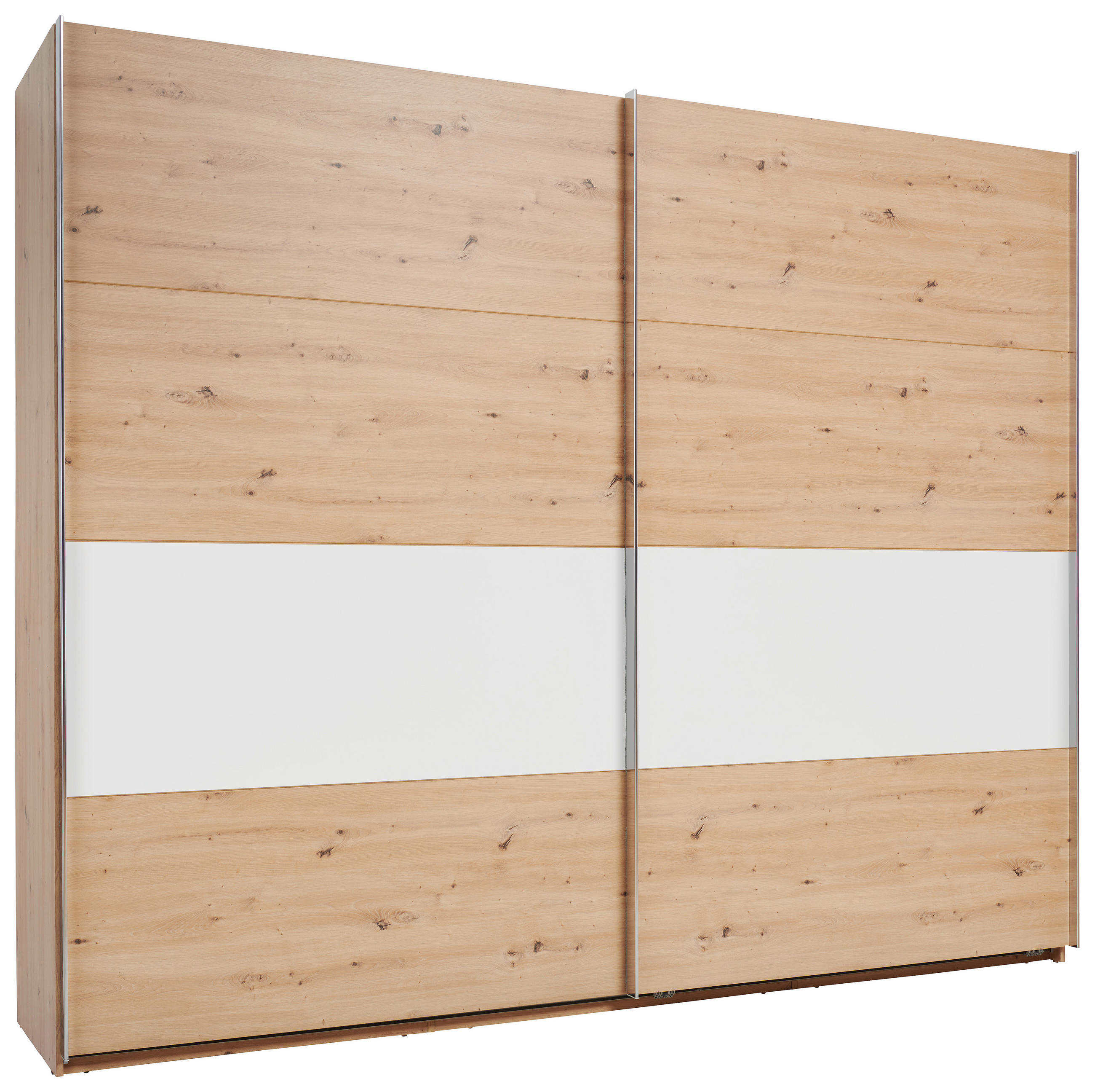 OMARA Z DRSNIMI VRATI, barve grafita, bela, barve hrasta - barve kroma/barve hrasta, Konvencionalno, kovina/leseni material (215/225/64cm) - Xora