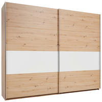 ORMAR - VISEĆA KLIZNA VRATA grafitno siva, bela, boja hrasta  240/225/64 cm  - boja hroma/boja hrasta, Konvencionalno, metal/pločasti materijal (240/225/64cm) - home24