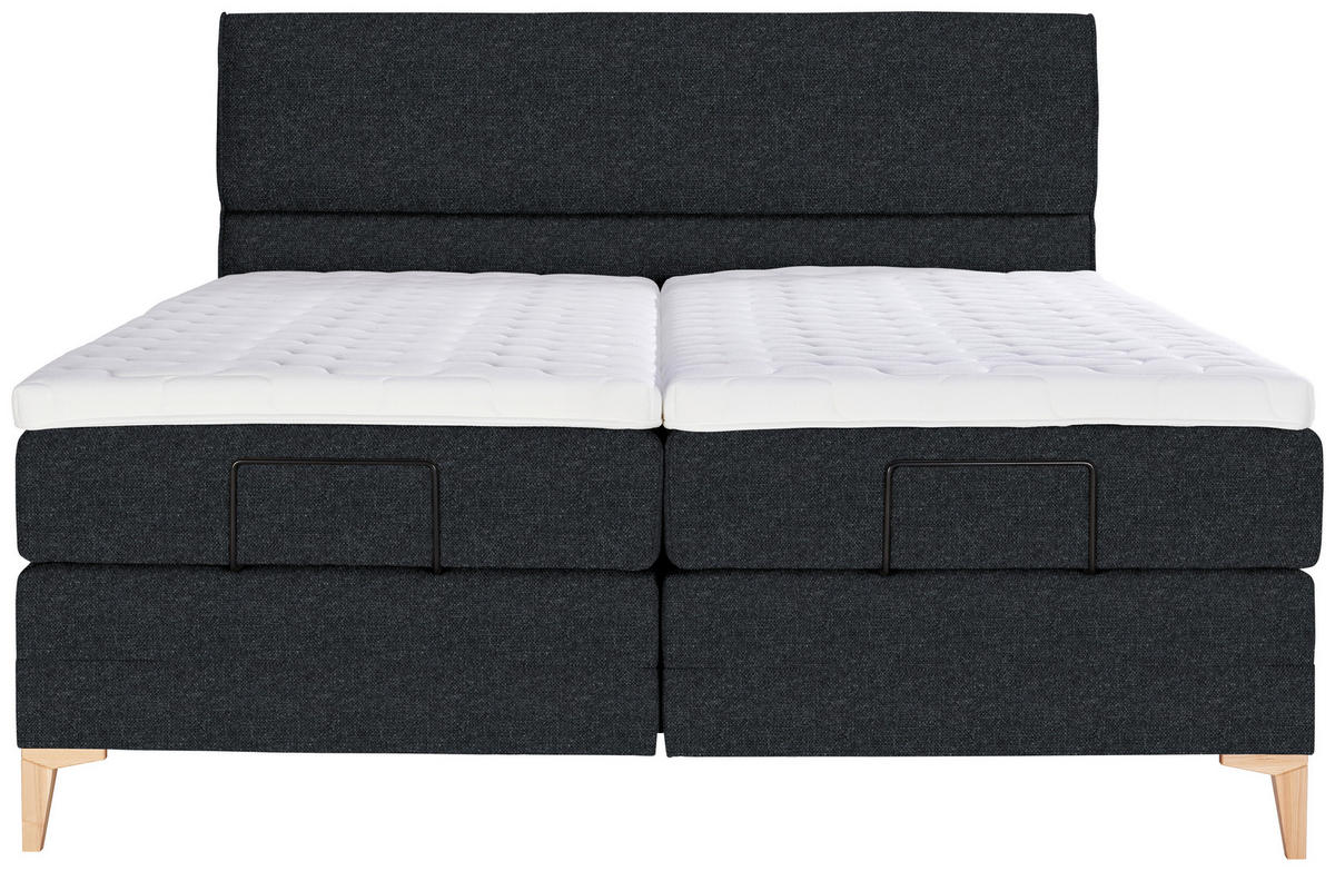 BOXSPRINGBETT 180/200 cm  in Anthrazit  - Eichefarben/Anthrazit, Konventionell, Holz/Textil (180/200cm) - Voleo