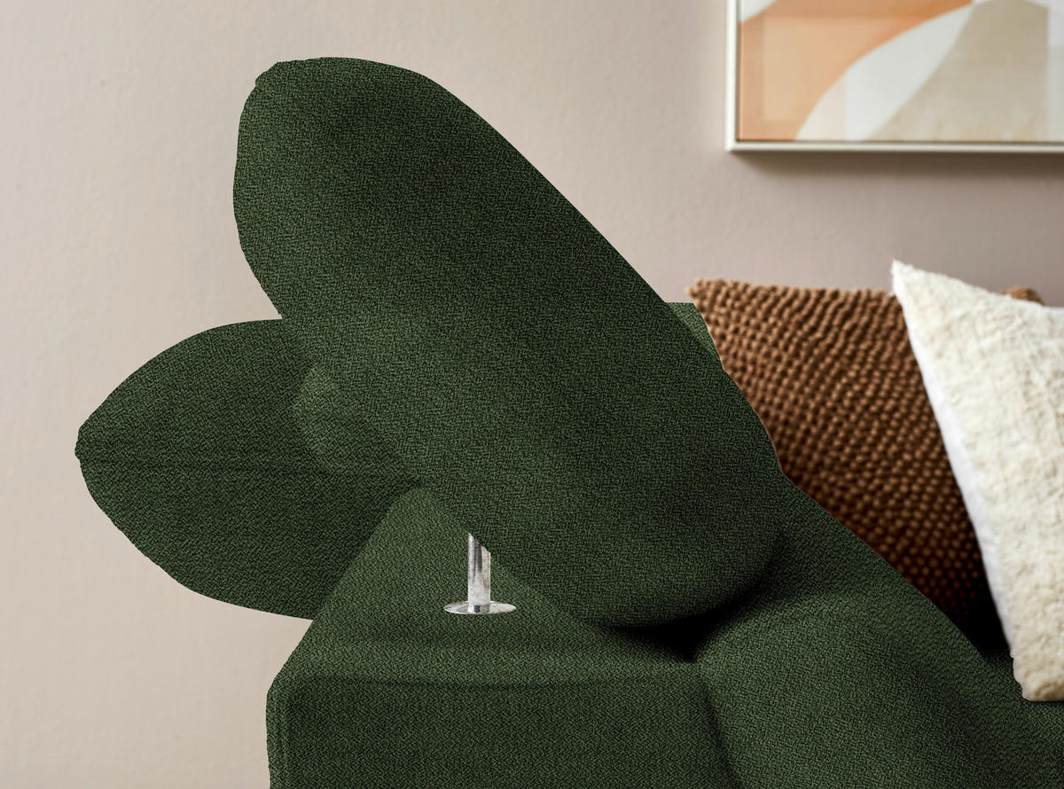 ECKSOFA in Flachgewebe Olivgrün  - Eichefarben/Olivgrün, Modern, Holz/Textil (212/287cm) - Valnatura