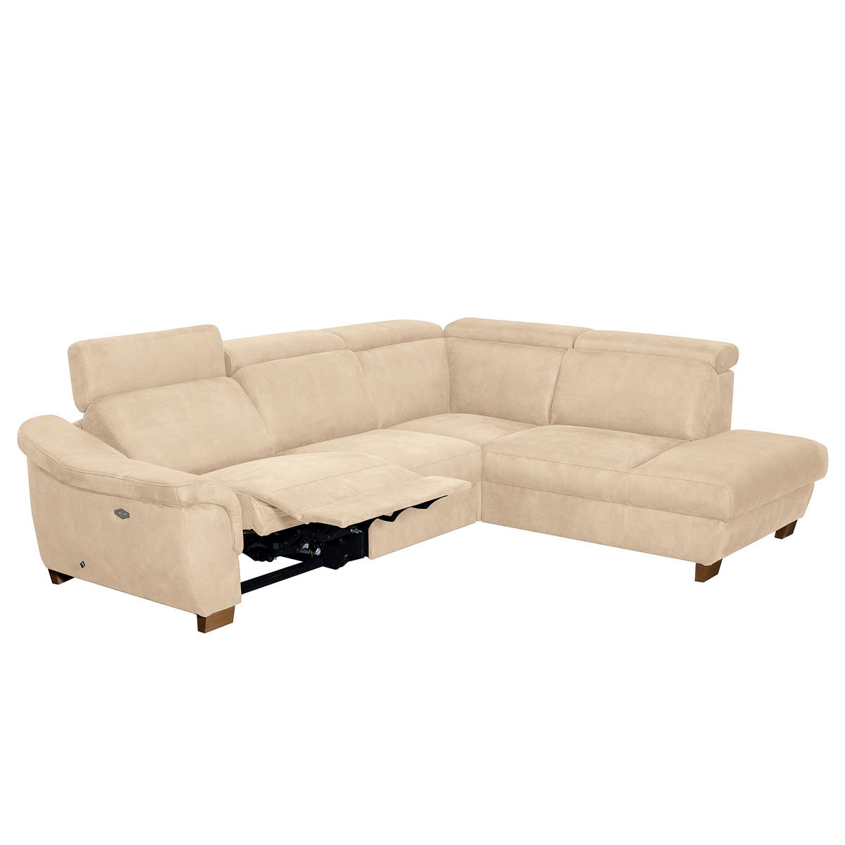 ECKSOFA TREND in Mikrofaser Beige Relaxfunktion, Kopfteilverstellung  276/238 cm  - Wengefarben/Beige, Design, Holz/Textil (276/238cm) - Livetastic