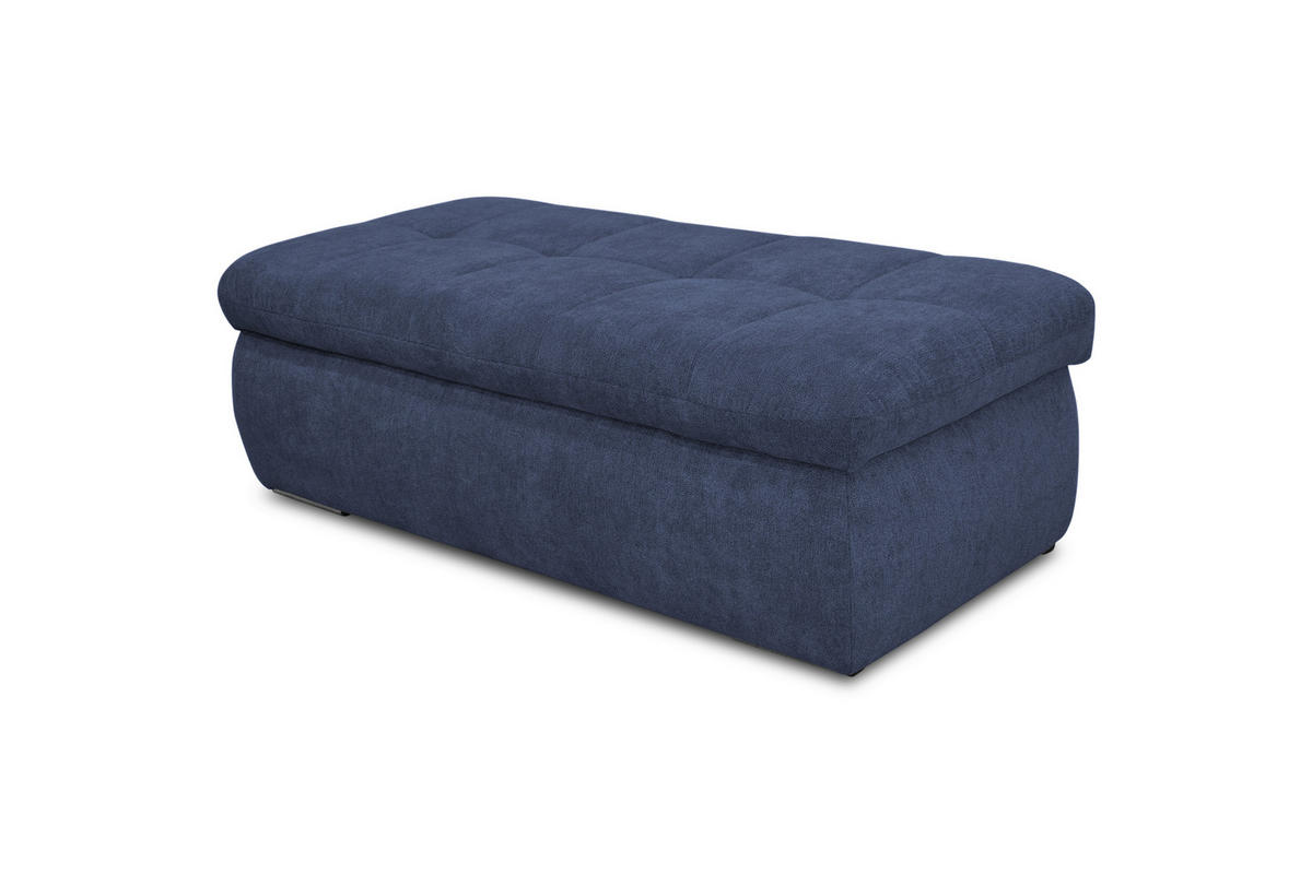 HOCKER Mikrofaser Dunkelblau  - Chromfarben/Dunkelblau, KONVENTIONELL, Textil/Metall (136/43/64cm) - MID.YOU