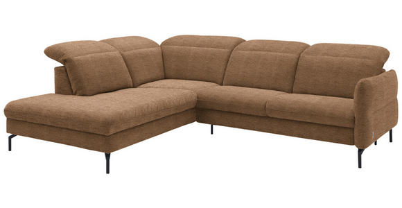 ECKSOFA in Flachgewebe Braun 233/299-313 cm - Schwarz/Braun, Design, Textil/Metall (233/299-313cm) - Dieter Knoll
