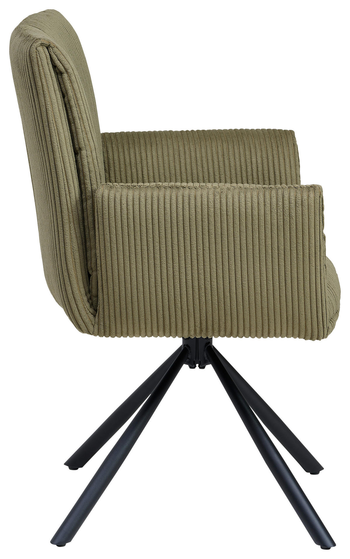 ARMLEHNSTUHL  in Eisen Cord  - Schwarz/Olivgrün, MODERN, Textil/Metall (65/90/62cm) - MID.YOU