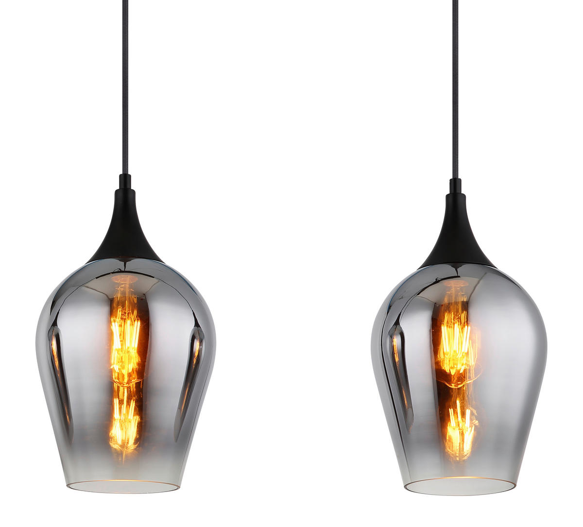 HÄNGELEUCHTE 83/18/120 cm   - Schwarz, Design, Glas/Metall (83/18/120cm) - Globo