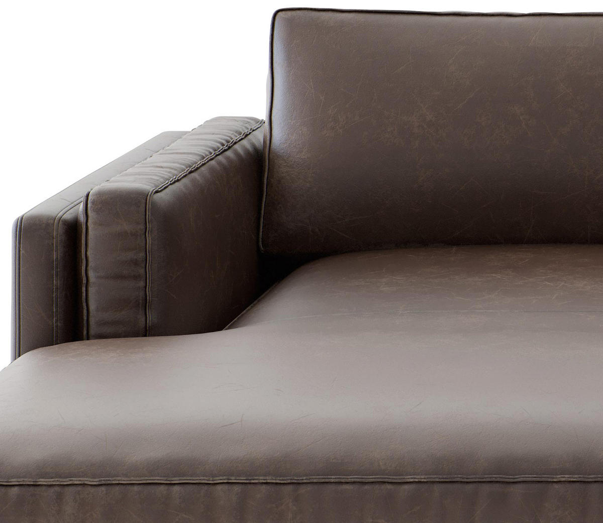 ECKSOFA Packo Kastanienfarben Lederlook, Flachgewebe  - Kastanienfarben/Schwarz, Design, Textil/Metall (160/265cm) - Livetastic