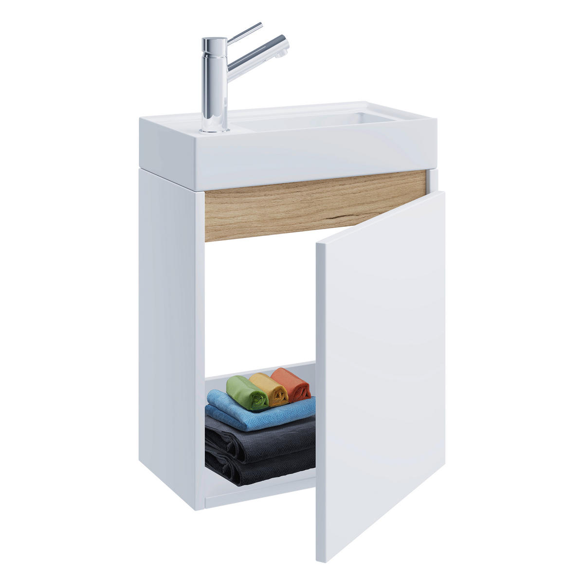 GÄSTEBAD 41 cm  - Honigeiche/Weiß, Trend, Keramik/Holzwerkstoff (41cm) - MID.YOU