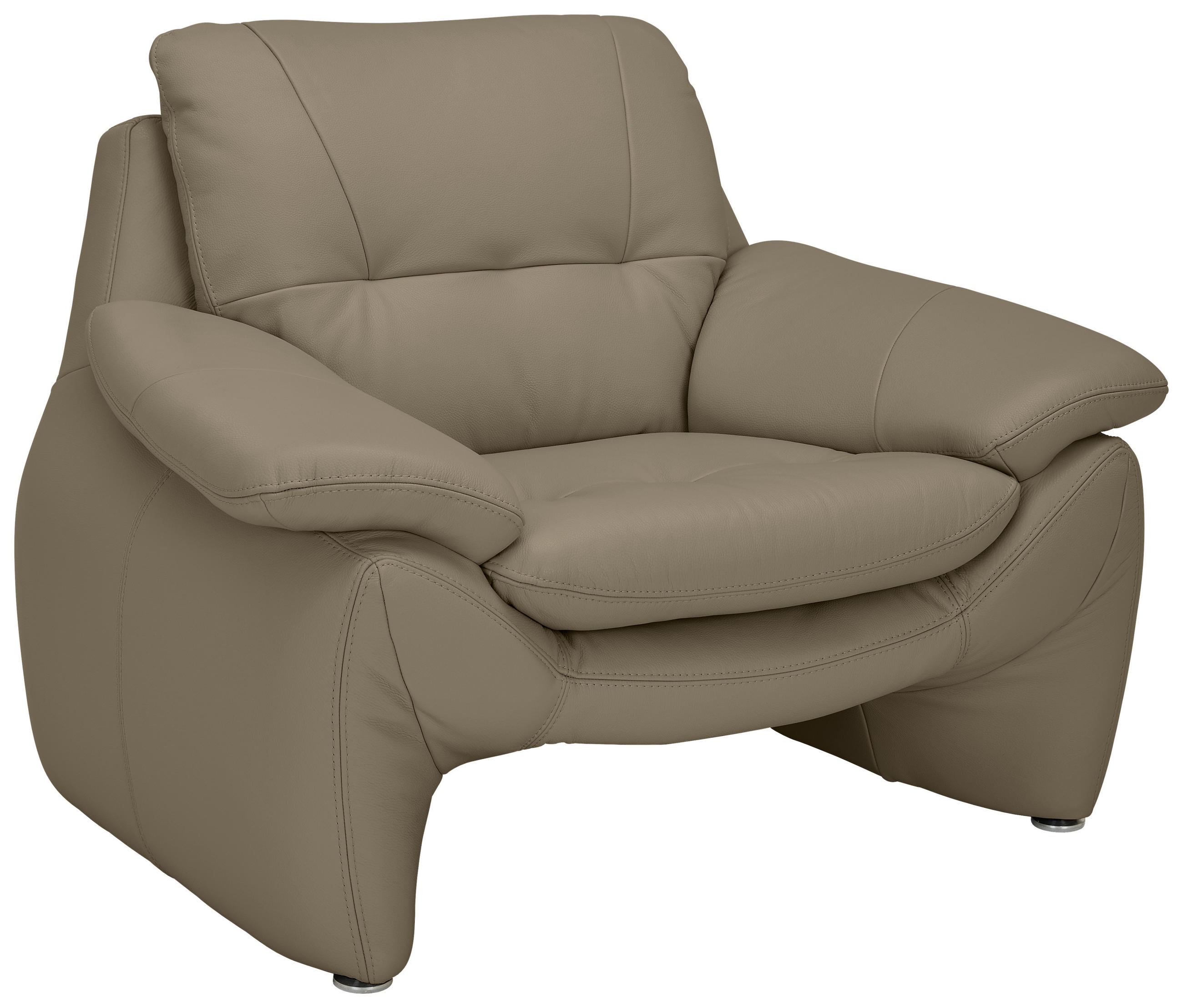 SESSEL in Echtleder Mokka  - Silberfarben/Mokka, KONVENTIONELL, Leder/Metall (110/91/86cm) - Celina Home