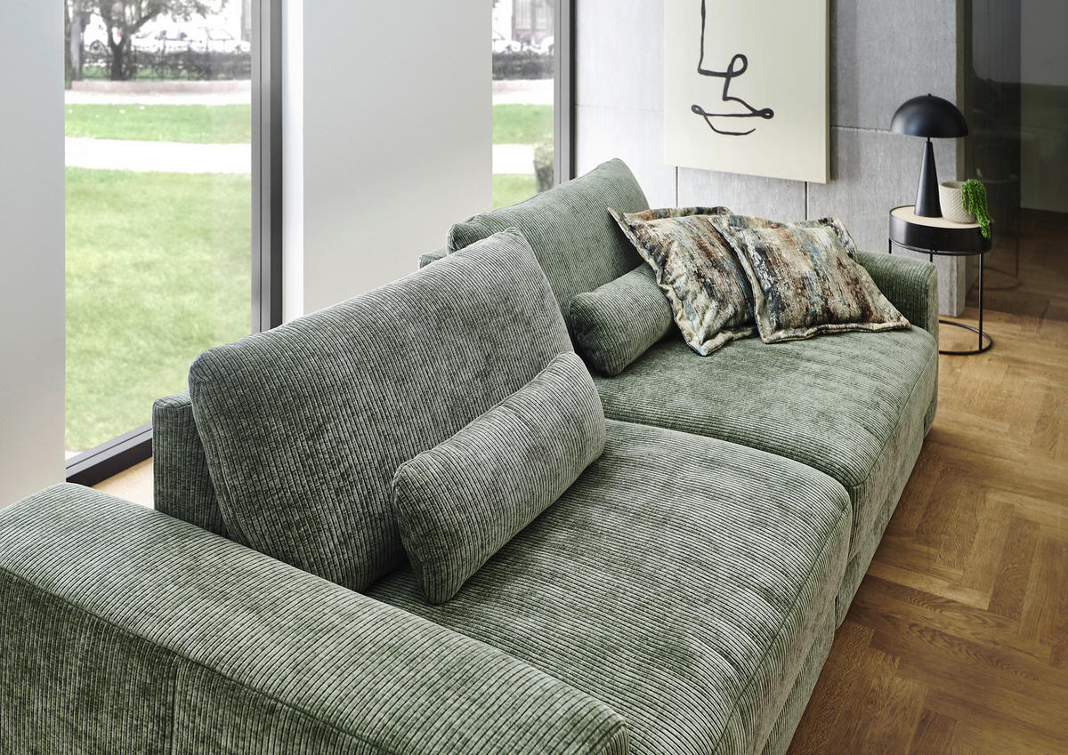 BIGSOFA in Chenille, Jacquard Dunkelgrün  - Dunkelgrün/Schwarz, Design, Kunststoff/Textil (270/83/125cm) - Niels Andersson