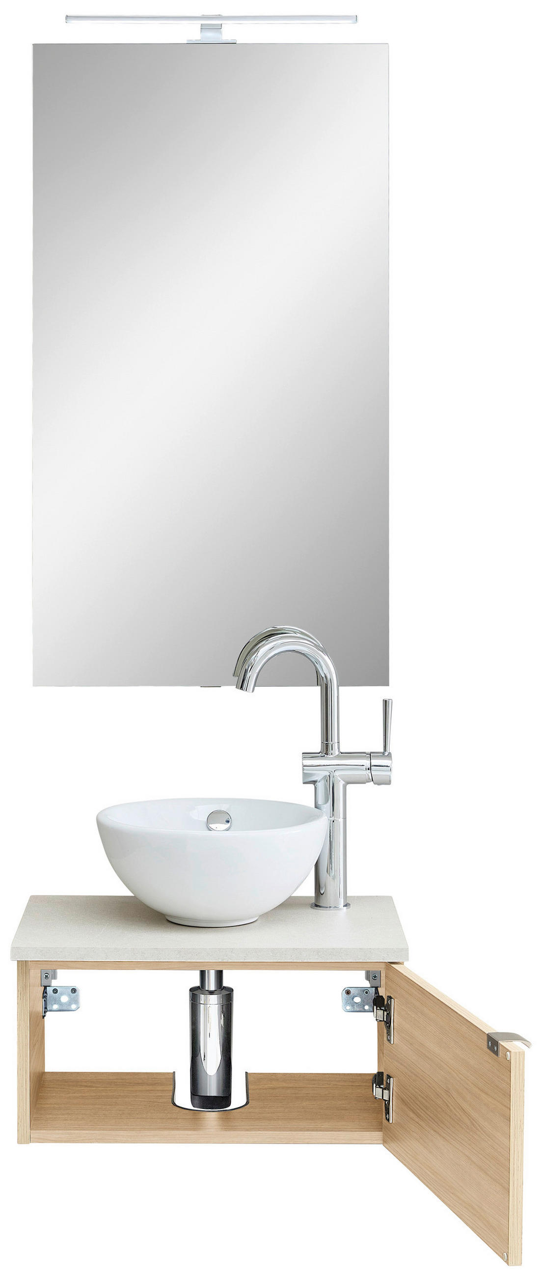 GÄSTEBAD 50 cm  - Sandfarben/Edelstahlfarben, Design, Keramik/Holzwerkstoff (50cm) - Sadena