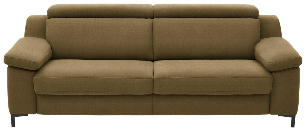 3-SITZER-SOFA in Chenille Grün  - Schwarz/Grün, Design, Textil/Metall (230/104/104cm) - Valdera
