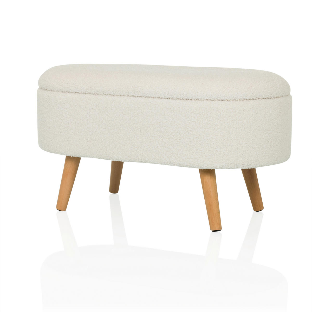 HOCKER Bouclé Weiß  - Eichefarben/Weiß, MODERN, Holzwerkstoff/Textil (82/43/47cm) - MID.YOU