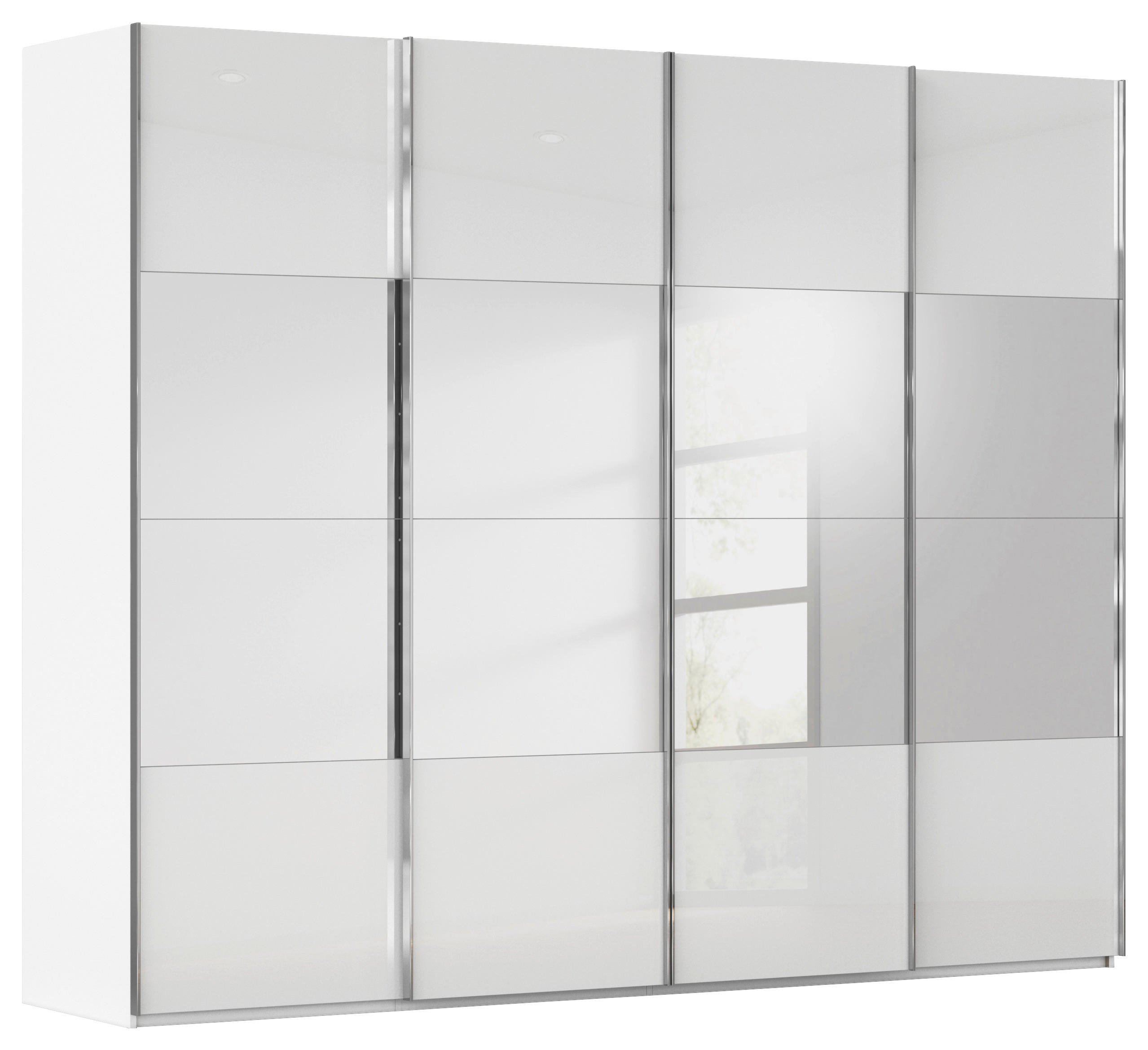 SCHWEBETÜRENSCHRANK in Weiß  - Chromfarben/Weiß, Design, Glas/Holzwerkstoff (271/223/68cm) - Novel