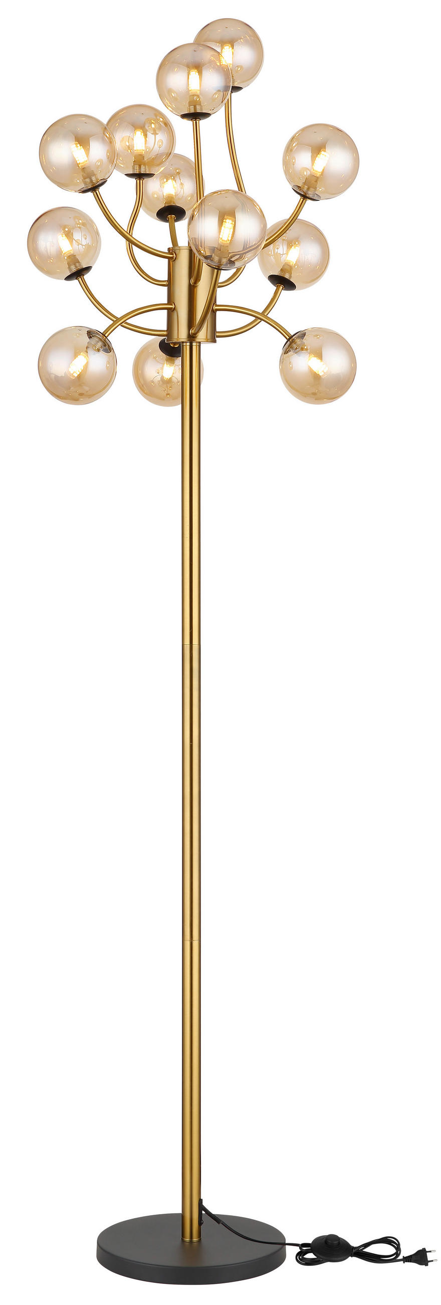 LED-STEHLEUCHTE - Messingfarben/Goldfarben, Design, Glas/Kunststoff (62/200cm) - Globo